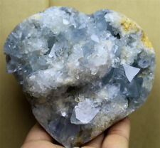 1.97lb Natural Gorgeous Sky Blue Celestite Heart Geode Rough Crystal Mineral picture