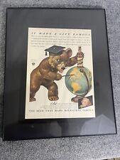 Vintage 1942 Framed Schlitz Bear Cub As picture