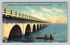 FL-Florida, Oversea Highway to Key West, Antique Vintage Souvenir Postcard picture