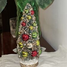 Vintage Old Fashioned Style Multi-colored Ball 9in Bottle Brush Christmas Tree picture