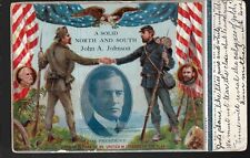 1908 John Johnson for President Postcard Blue Gray Civil War Soldiers Minnesota picture