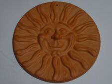 Terracotta Pottery Smiling Sun Wall Plaque Sunshine Garden Decor 9” Mexico picture