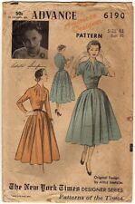 Vintage 1950s ADVANCE 6190  Misses Dress Adele Simpson Sz 12 Bust 30 picture