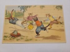 Vintage ALFRED MANZIER CATS PLAYING SOCCER POSTCARD Rare HTF Card UNUSED  picture