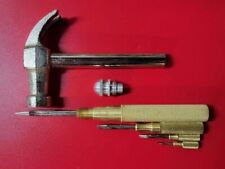 Vintage GAM MFG Co Brass Nesting Hammer & Screw Driver Set Lancaster PA USA, NEW picture