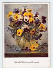 Postcard Herzliche Wünsche zum Geburtstag with Flowers Painting picture
