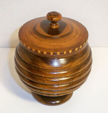 VTG Treen Hand Turned Wooden Jar Box Vase Urn & Lid Spice Snuff Tobacco Trinket picture