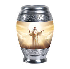 Large Urn Jesus Christ In Front Of The Holy Cross In The Sky (10 Inch) Large Urn picture