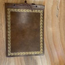 Vintage Photo Album Embossed Gold Leather String Black Pages Scrapbook Empty picture