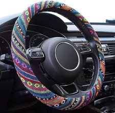 Boho Steering Wheel Cover Elastic Microfiber for Women, Universal Fit 15 Inch Ca picture