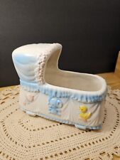 Vintage Napco Nursery Crib Music Box Planter, Works- Plays Lullaby And Goodnight picture