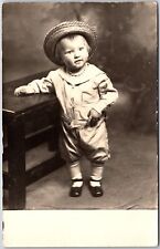 Baby Child Photograph Toddler Standing Besides Table RPPC Postcard picture