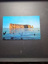 Quebec Canada Postcard Perce Sunset On The Famous Rock Birds Around picture