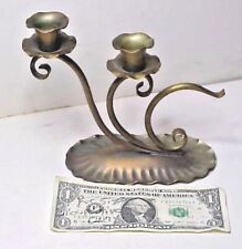 Gregorian Copper #421 hand hammered double Candle Holder signed Crown picture