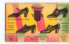 1930s O.G. Anderson Shoes Adv. Minneota Minnesota Retail Store Postcard MN -N7 picture