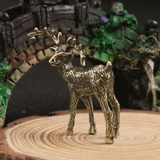 Solid Brass Elk Figurine Small Statue Home Ornament Figurines Collectibles picture