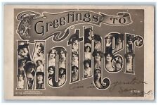 1906 Greetings To Mother Hagerstown MD, Prety Womens RPPC Photo Postcard picture