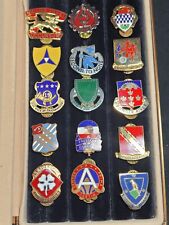 Lot of 15 Vintage US Military Enamel DI Insignia Clutch Pin Badges picture