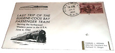 JUNE 1953 SOUTHERN PACIFIC TRAIN #333 EUGENE & COOS BAY RPO LAST RUN ENVELOPE picture