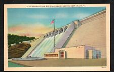 Old Postcard Hiwassee Dam Power House Western North Carolina US Flag Lake 1940 picture