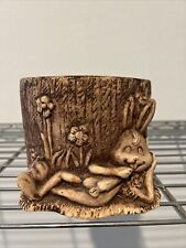 Vintage Pompadour 1987 Wood Composite Bunny Rabbit Carrot Flowers Planter picture