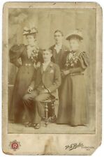 CIRCA 1890'S CABINET CARD Two Couples Victorian Clothing Ryden Syracuse NY picture