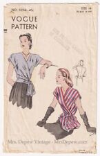 Vintage Sewing Pattern Ladies' Wrap Front Blouse 1940s Vogue 5294 32