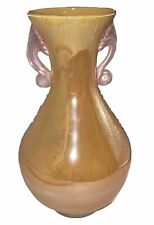 Vintage 9 Inch Art Glass Vase Orange And Pink Iridescent Lusterware Nice picture