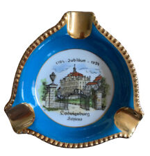 Vintage Ashtray PWB Porzella Bavaria Gold Trim Blue Ludwigsburg Schloss Excellen picture