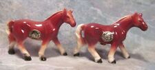 WALES GLOSSY CHESTNUT HORSE HORSES SALT PEPPER SHAKER SET CERAMIC S&P picture