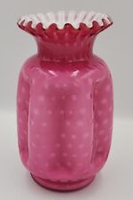 FENTON Wild Rose Cased Pinched Bubble Optic Vase 8