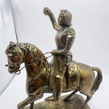 VTG Brass Armored Knight /Horse Sculptures Made France Detailed Figures Singed picture