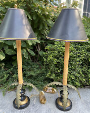 Pair of antique, highly collectible Sarreid Ltd ornate wood and metal desk lamps picture