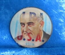 Vintage “LBJ For The USA”, Political Flasher Button Pin Campaign 1964, Blue Back picture