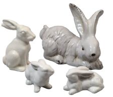 Lot Of 4 Bunny RABBIT Figurine Easter Ceramic Porcelain Decor  picture
