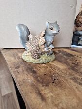 HOMCO 1986 Vintage Masterpiece Porcelain Squirrel In Log Figurine with Stand picture
