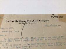 Smithville Home Telephone Co. Smithville, Tennessee 1913 Letterhead picture