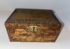 Antique pyrography Trinket Box pressed wood hinged Lily Pads picture