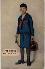 I'm Going To Go Away Young Boy Runaway Child 1910  picture