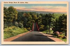Lisbon Ohio~View Of Canton Bridge On Rte 30~PM 1947~Tichnor Vintage Linen PC picture