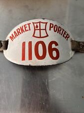 1930s England MARKET PORTER Porcelain License Plate Tag 1106 picture