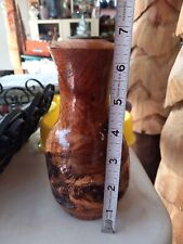 Beautiful Turned Maple Burl-Wood Vase Sculptural Handmade Artist Signed Ron 2011 picture