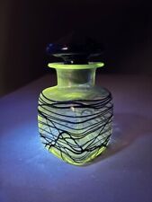 Antique Frederick Carder Steuben Glass Clear w/ Black Threading Vanity Bottle picture