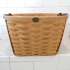 Peterboro Basket Co Large Round to Square 20x12 inch Leather Handles VTG picture