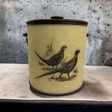 Vtg MCM Bacova Guild  Pheasant Fiberglass Cannister Ice Bucket With Lid Handle picture