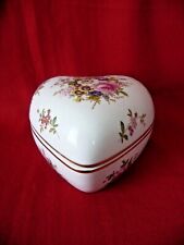Hammersley English Bone China Heart Shape Trinket Box Victorian Violets Roses picture