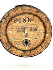 Vintage Handmade Barrel Wood Wall Clock, 14” picture