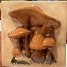 Vintage 1970s Ceramic Mushroom Plaque Mushroom Decor Retro Vintage picture