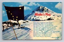 Alaska, AK-Alaska, Alaskan Flag, Mountains, Poem, Antique, Vintage Postcard picture