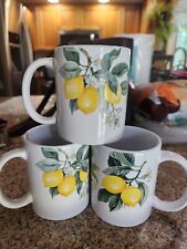 Royal Norfolk Creamic  Coffee Tea Mug Set Of 3 Lemon Decor 12oz picture